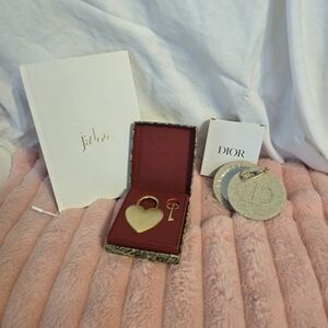 Luxury Heart Lock and Key Set with Key And Purse Charm Mirror